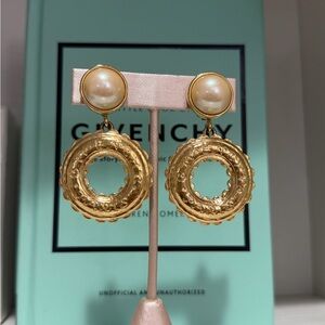Givenchy Gold and Pearl Circle Earrings